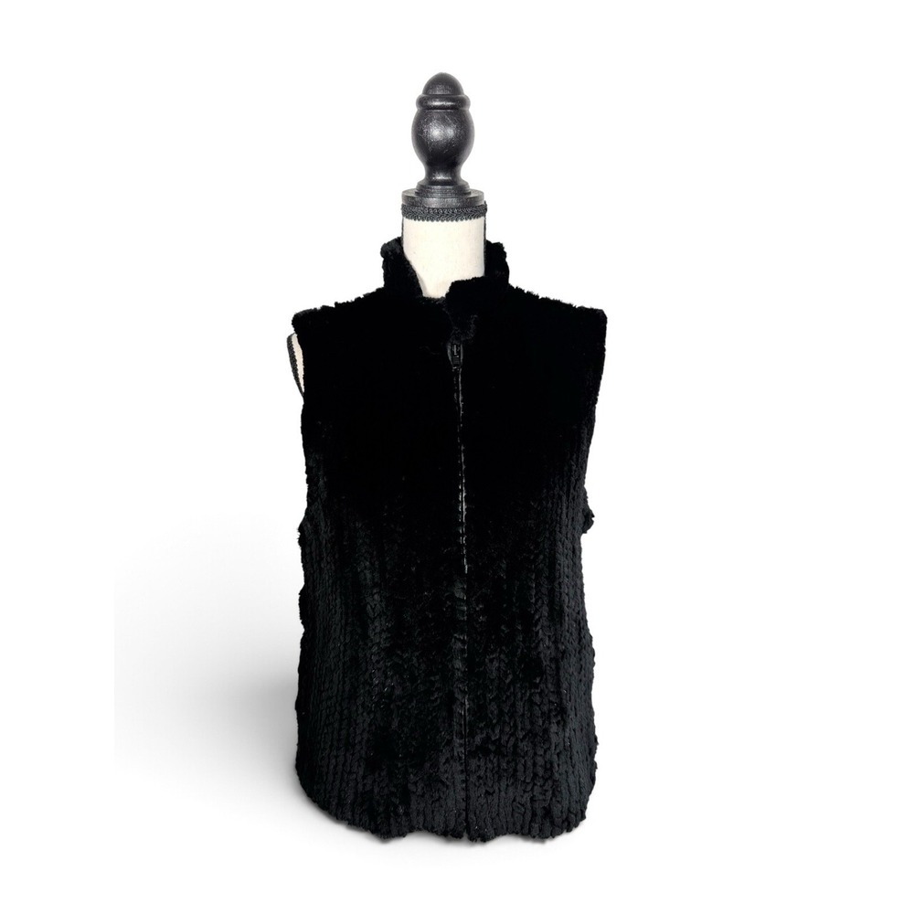 Vintage Morris & Sons Fur Front & Leather Back Vest Size M